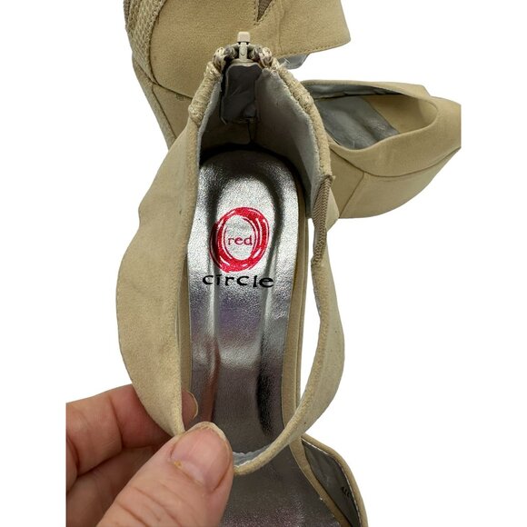 Red Circle Womens Shoes Size 7 Kirra‎ Beige Wedge Zipper Back Strap - Picture 5 of 7